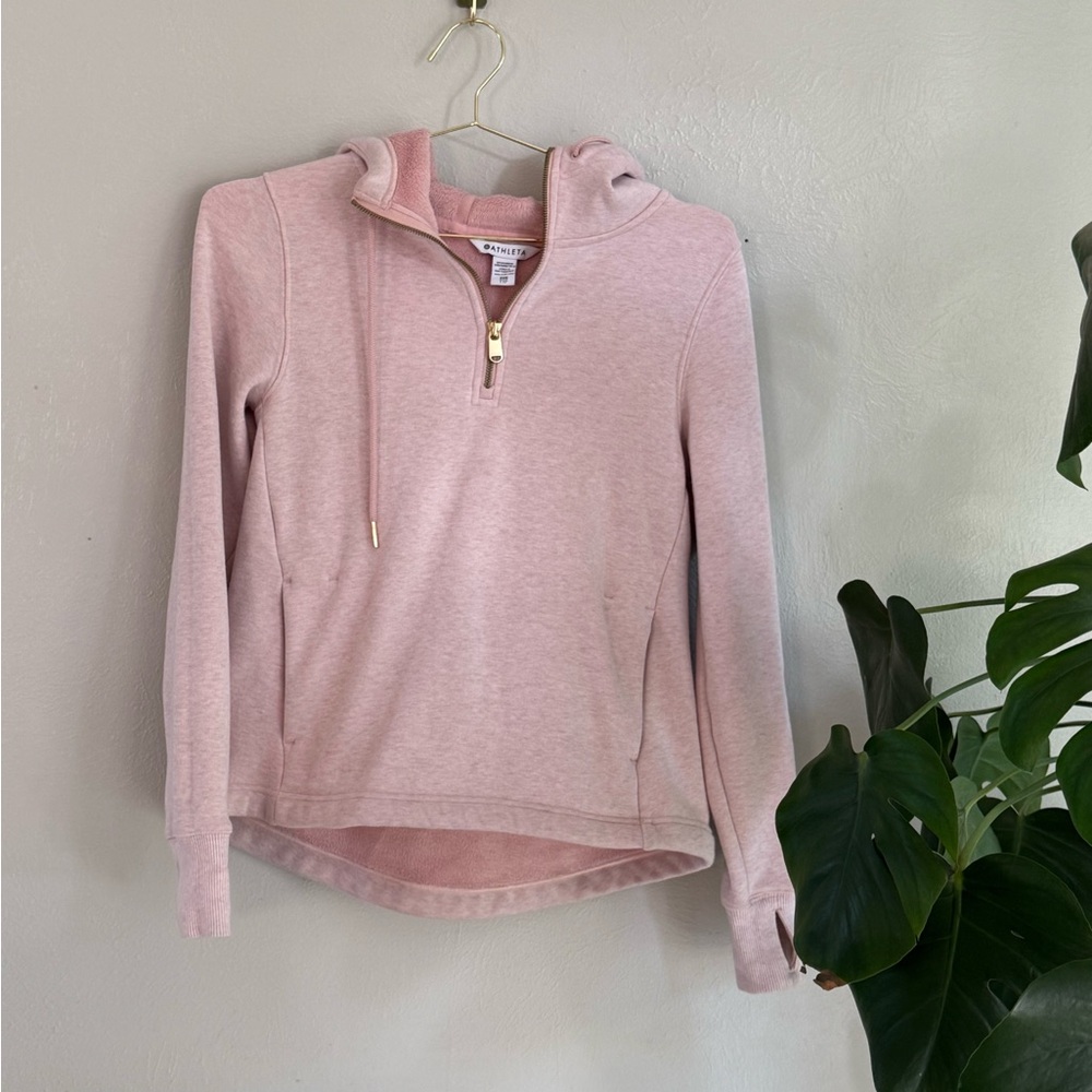 Athleta Pink Lined Half-Zip Hoodie